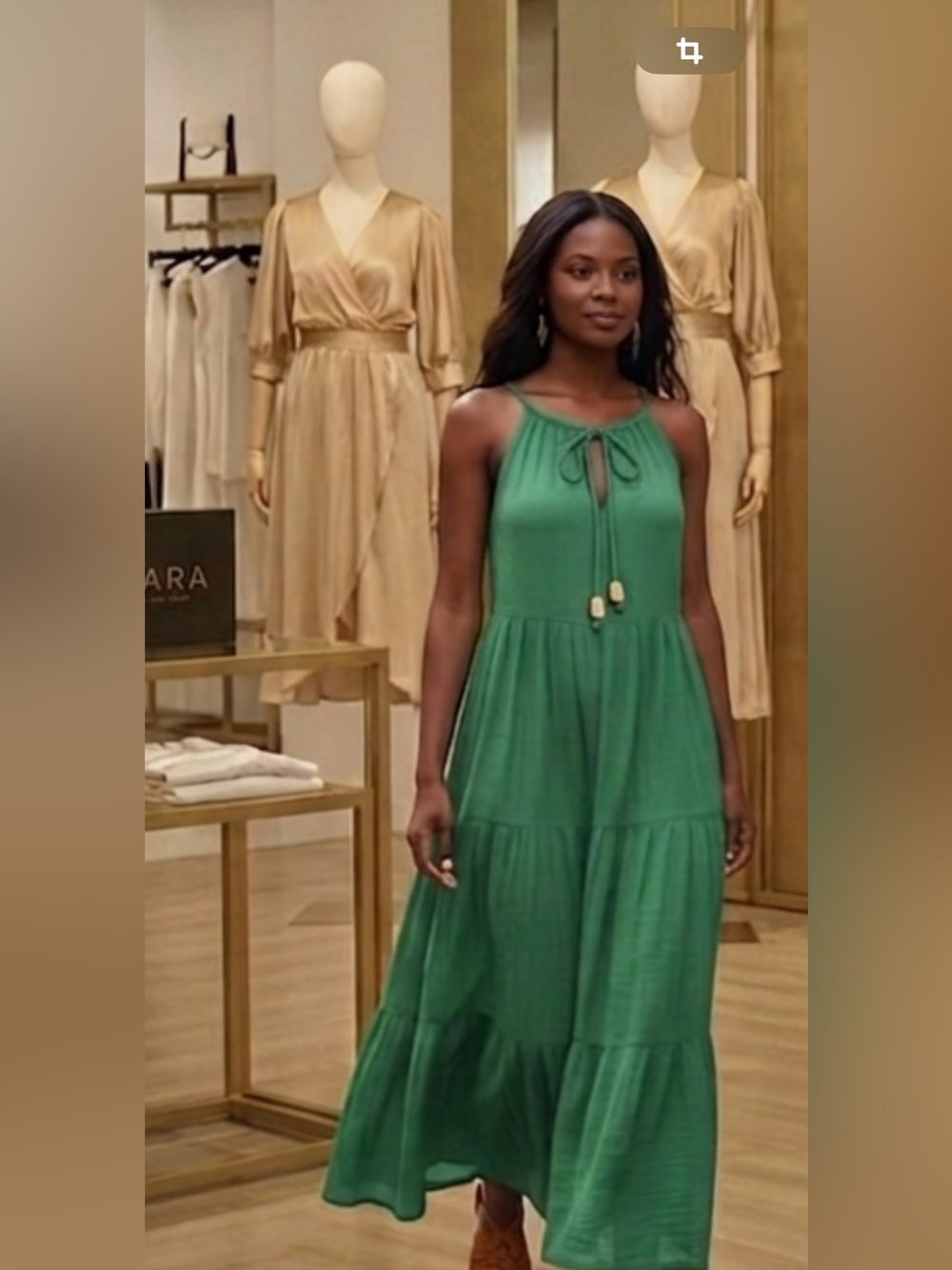 Green Tiered Sleeveless Maxi Dress with Tie Neck